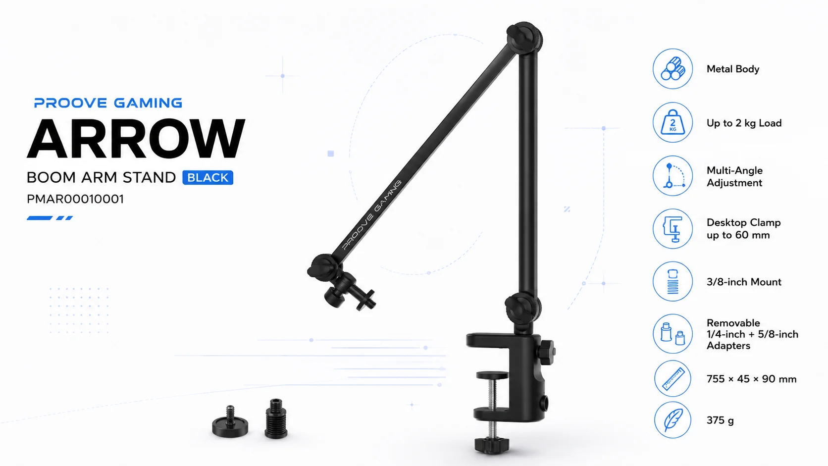 Proove Gaming Arrow Microphone Boom Arm Stand Black - Thumbnail 6