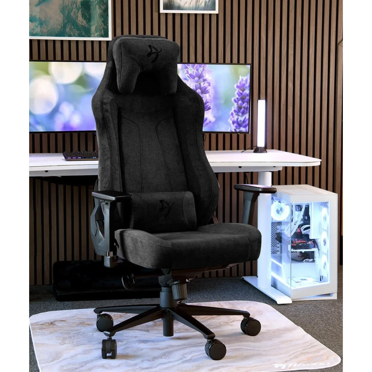 Arozzi Vernazza Soft Fabric Gaming Chair with 3D Armrests - Pure Black