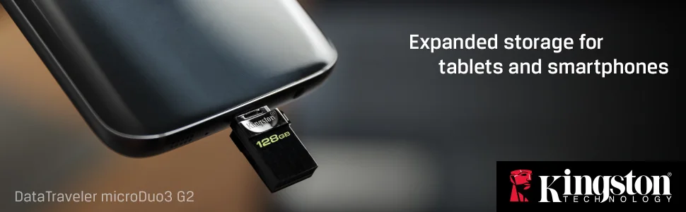 Kingston DataTraveler microDuo3 G2 128GB OTG USB Flash Drive with microUSB & USB Type-A - Thumbnail 4