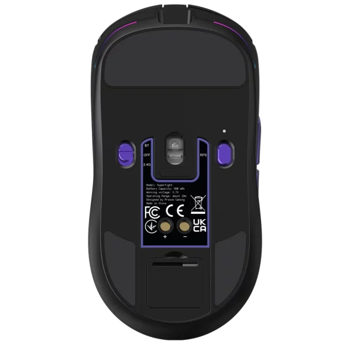 Proove Gaming Superfight Wireless Tri-Mode Gaming Mouse 12000 DPI with Charging Dock - Black/Purple (WMSW00122001) - Thumbnail 4