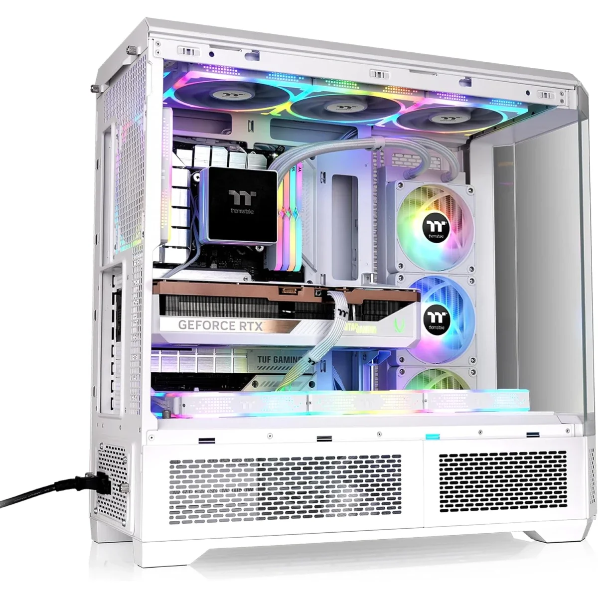 Thermaltake View 600 TG Full Tower PC Case with 420mm Radiator Support and 6.0" LCD Panel Kit Snow White - Thumbnail 4