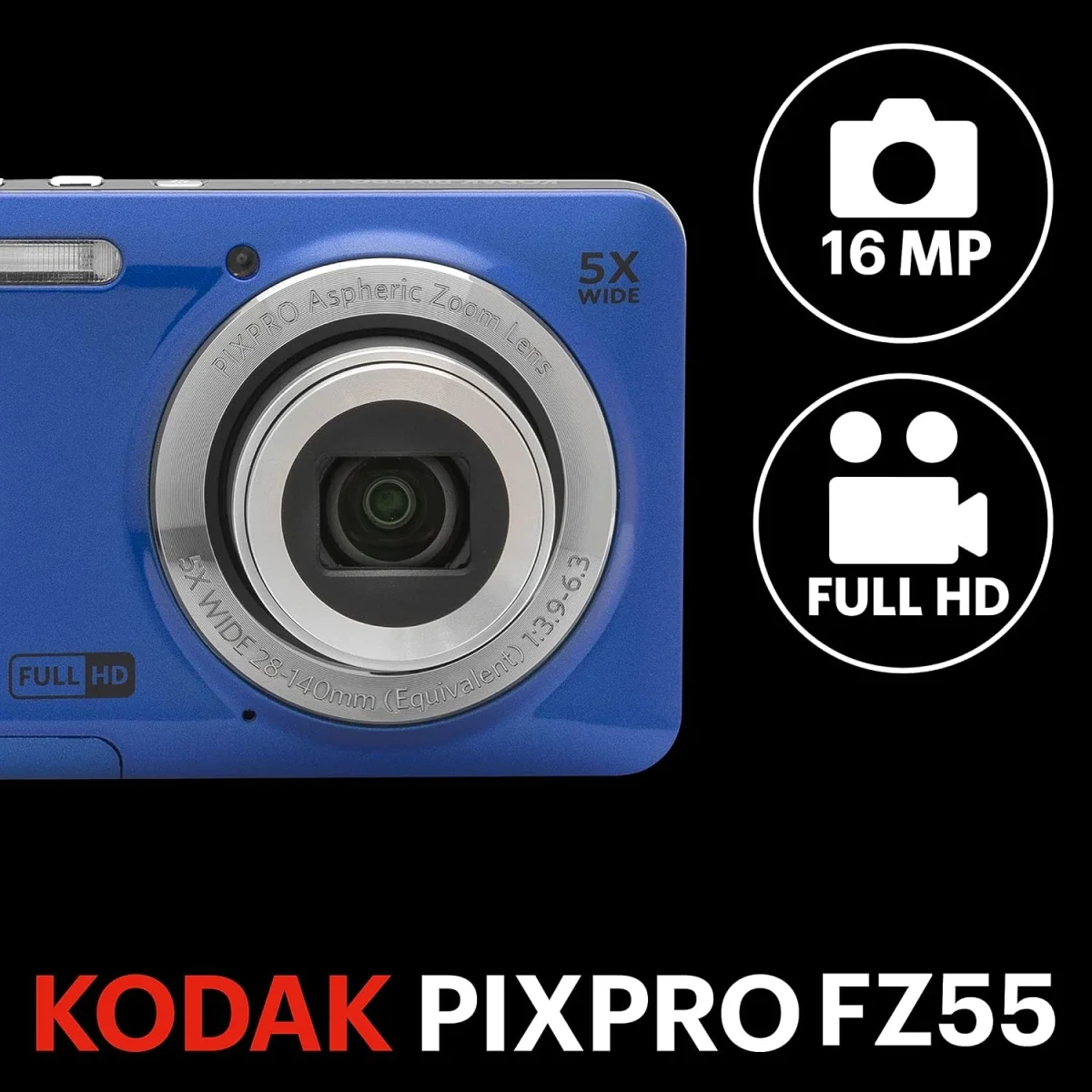 كاميرا رقمية Kodak FZ55 بدقة 16MP وزوم بصري 5x باللون الفضي - Image 3