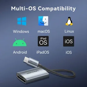Vention CLOHB 2-in-1 SD 4.0 Card Reader (SD + TF), USB-C - Thumbnail 19