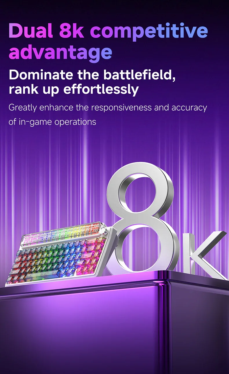 AJAZZ Pixel68 Mechanical Gaming Keyboard, White Peach Switch, Dot Matrix Screen, Wireless Bluetooth, Hot-Swappable, Factory Engraved Black, 8+8k - Image 14