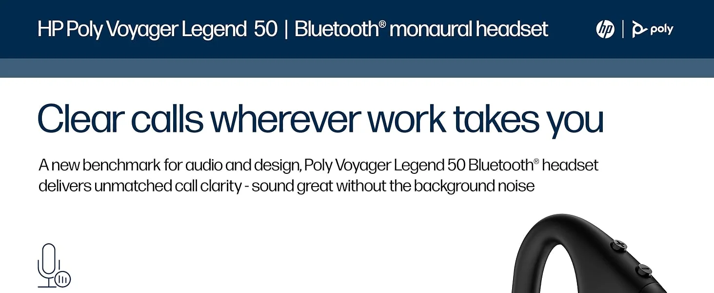 سماعة رأس لاسلكية Poly Voyager Legend 50 بلوتوث مع 4 ميكروفونات عازلة للضجيج - Image 14