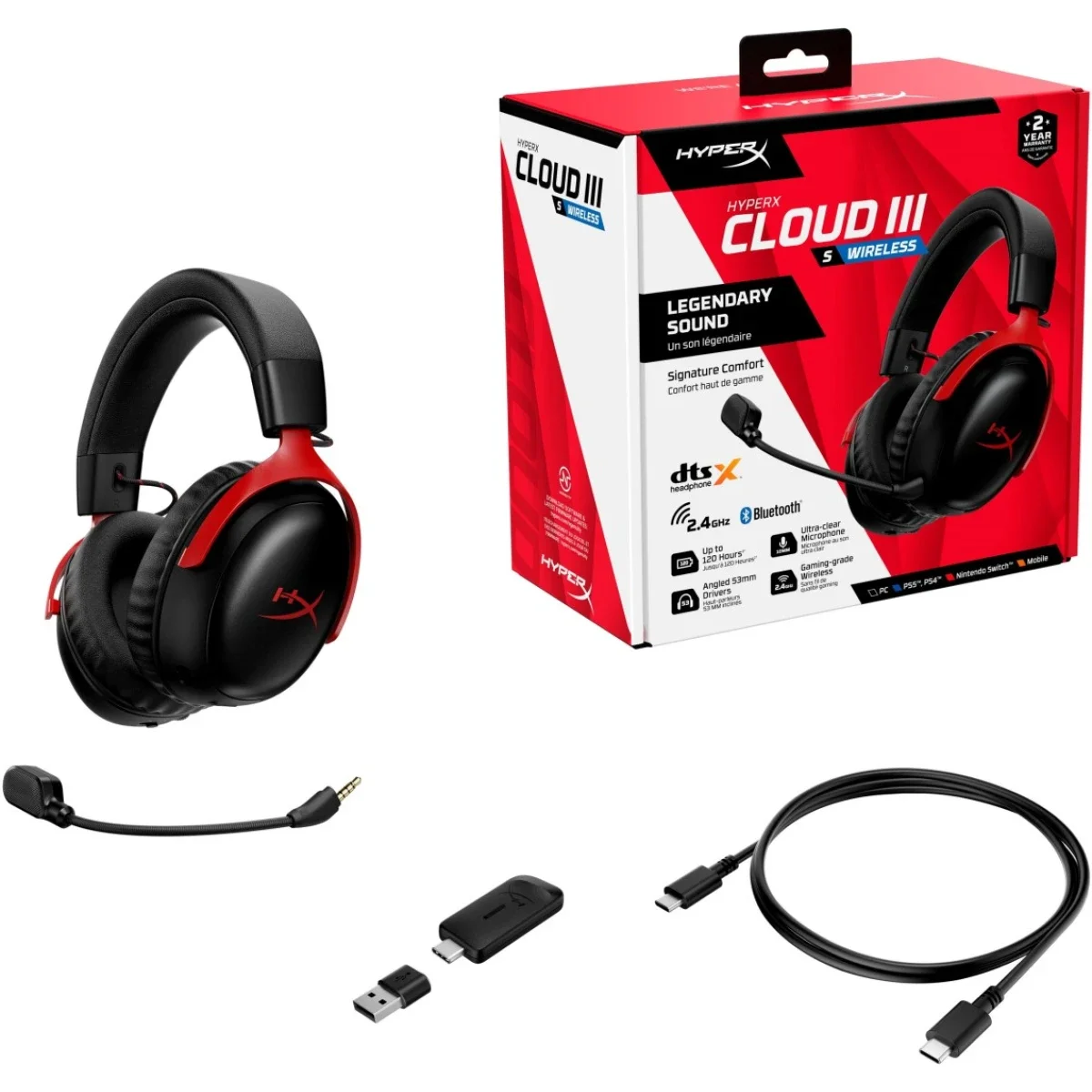 سماعة ألعاب لاسلكية HyperX Cloud III S (2025) بمشغلات 53 مم وبلوتوث - أحمر - Thumbnail 11