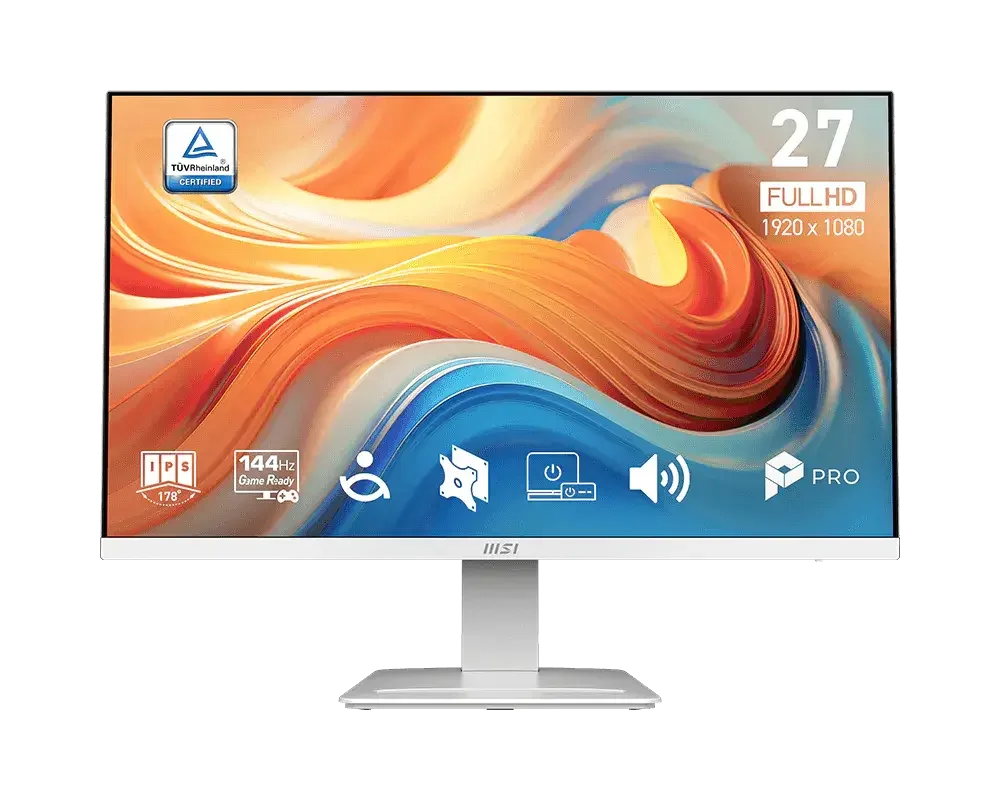 MSI PRO MP273W E14A White 27-inch FHD IPS Monitor 144Hz 1ms with Built-in Speakers