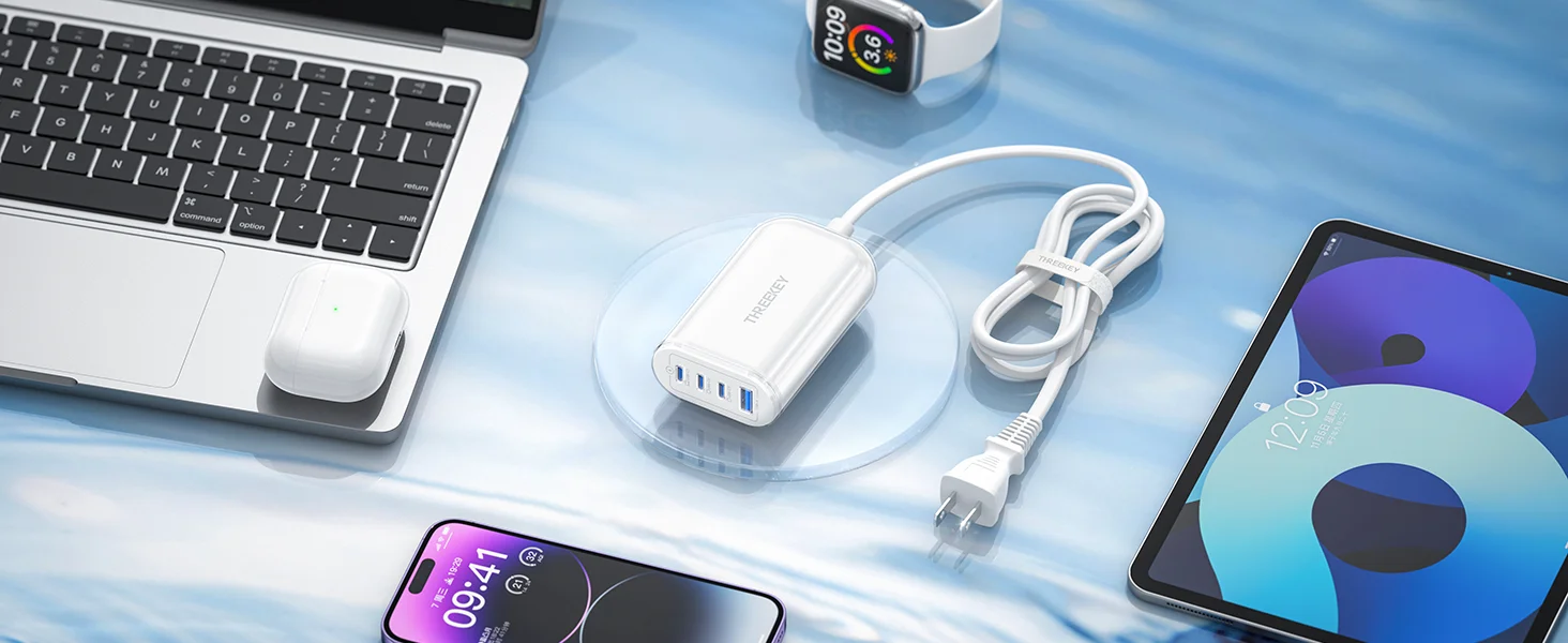 THREEKEY 65W GaN USB-C 4-Port Desktop Charger White - Thumbnail 10