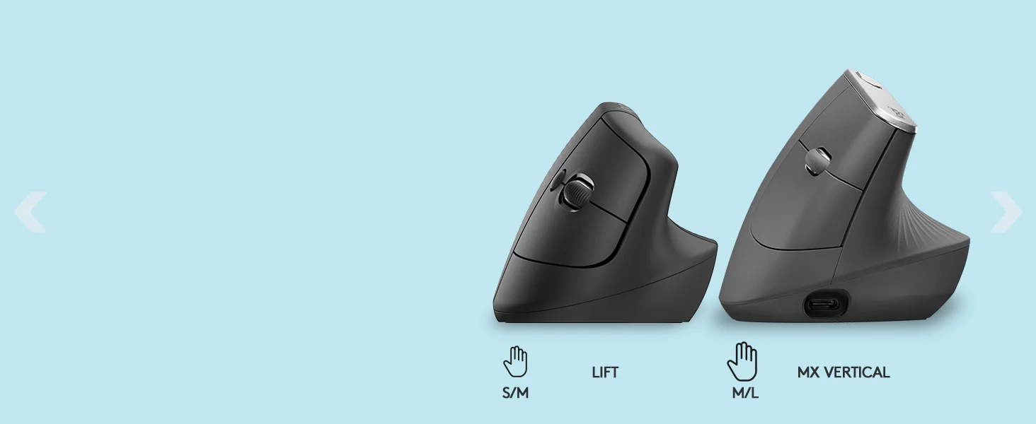 ماوس عمودي مريح Logitech Lift لاسلكي بنقرات هادئة و4 أزرار - أسود - Thumbnail 19