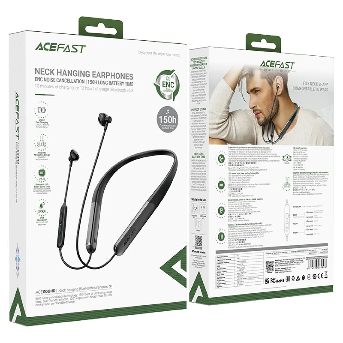 سماعات رقبة ACEFAST N1 لاسلكية مع تقليل ضوضاء المكالمات ENC - Image 7