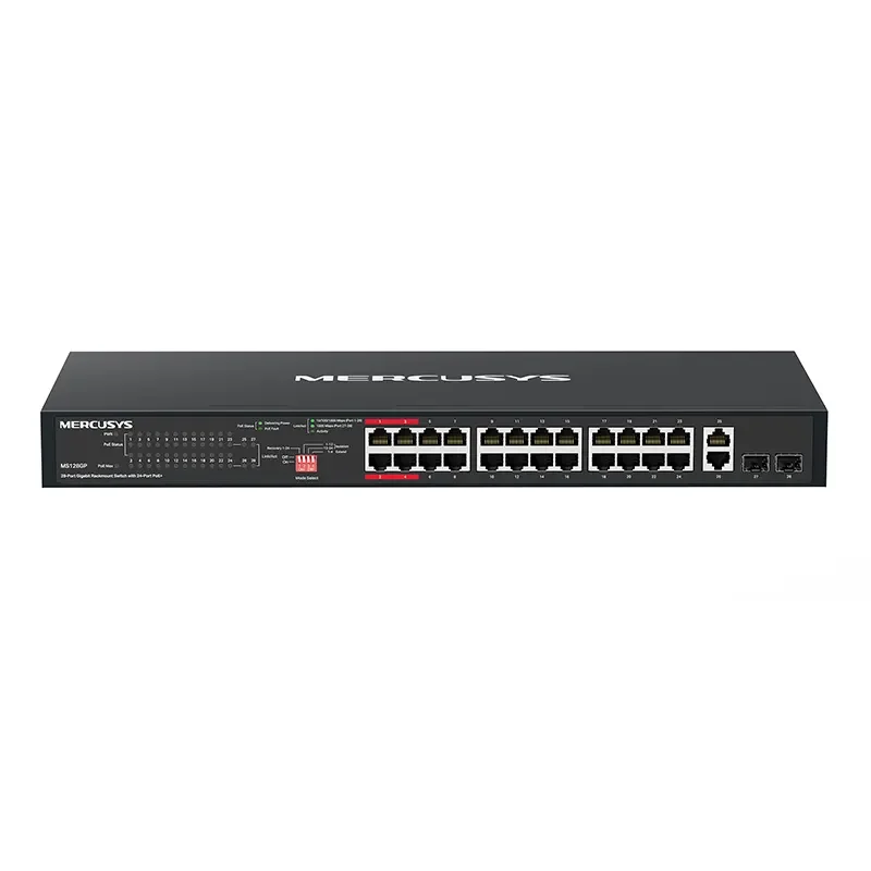 سويتش MERCUSYS MS128GP جيجابت للراك 28 منفذ مع 24 منفذ PoE+