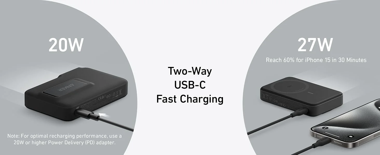 Anker MagGo 10000mAh Magnetic Power Bank 15W USB-C with Smart Display - Black - Thumbnail 15
