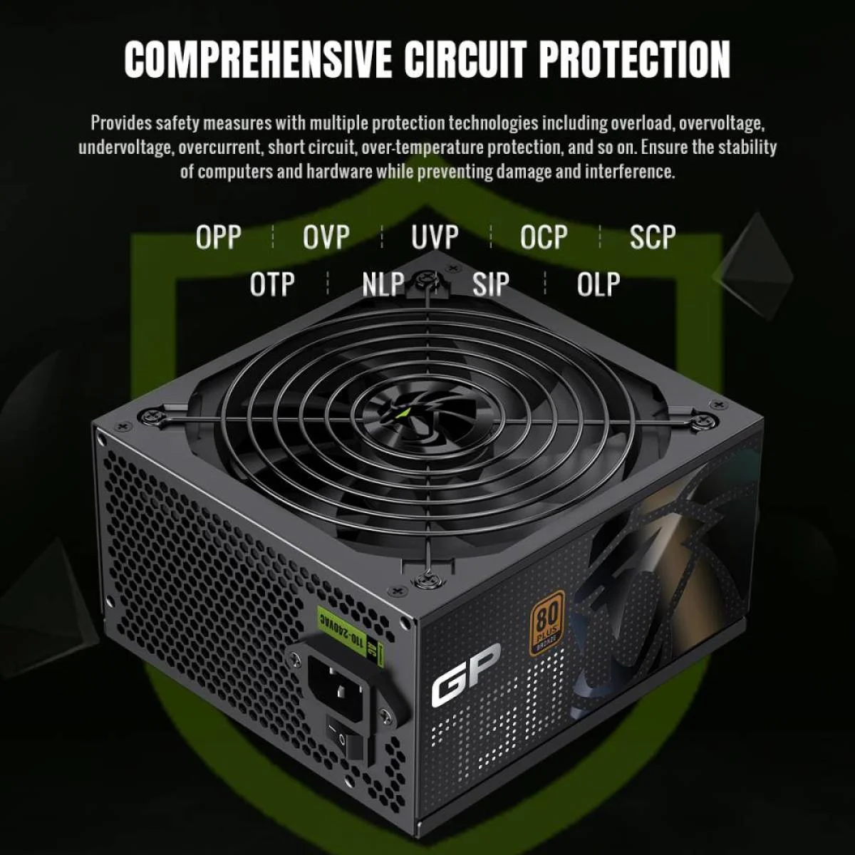 مزود طاقة GameMax GP-750 بقدرة 750 واط 80 PLUS Bronze بمعيار ATX 3.1 مع Active PFC ومروحة فائقة الهدوء 140 مم - Image 2