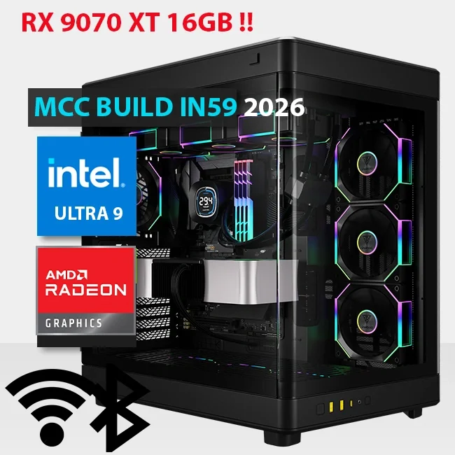 كمبيوتر ألعاب Intel MCC IN59-26 MIDAS بمعالج Core Ultra 9 285K وبطاقة Radeon RX 9070 XT 16GB