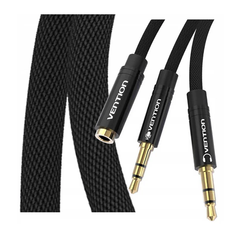 Vention BBLBAB 2-in-1 Braided Audio Splitter Adapter, Dual 3.5mm Mic & Earphone Male to 3.5mm AUX Female - Thumbnail 3