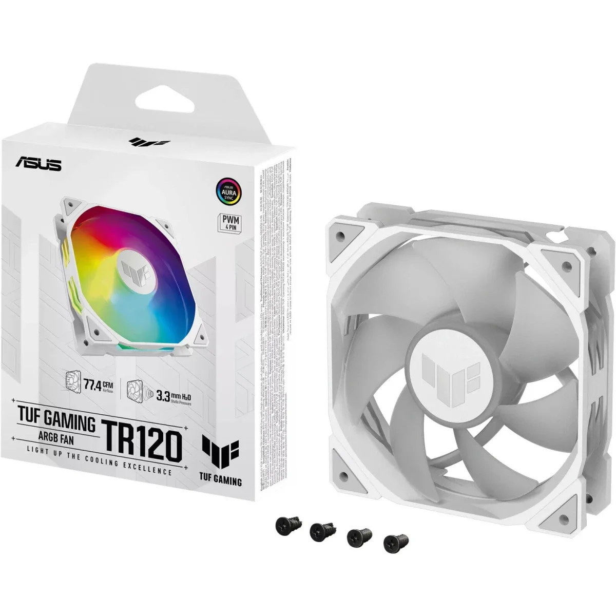 مروحة كيس Asus TUF Gaming TR120 ARGB مقاس 120mm بسرعة 2000RPM باللون الأبيض