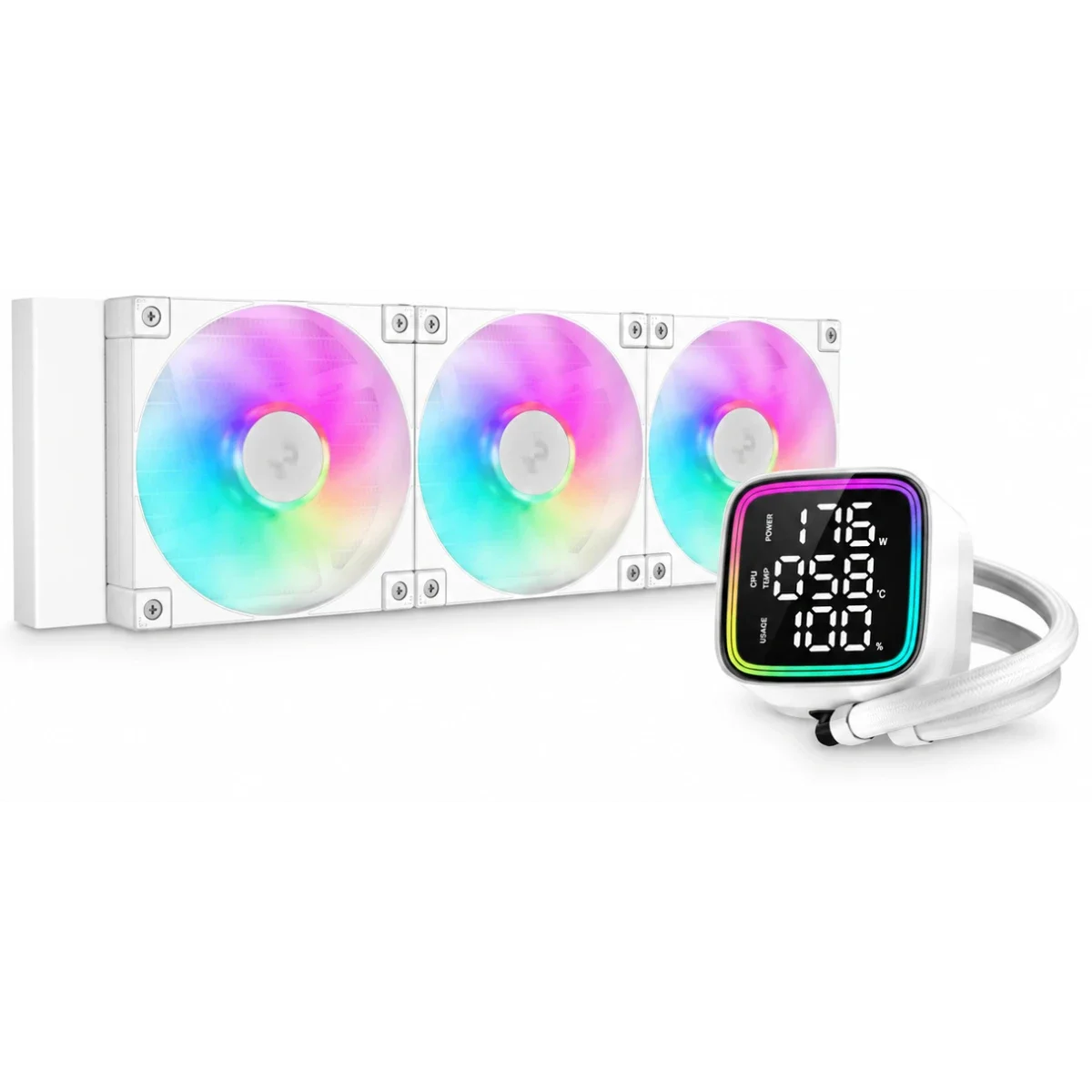 DeepCool LD360 360mm ARGB Liquid CPU Cooler with 5th Gen 3400 RPM Pump - White - Image 5
