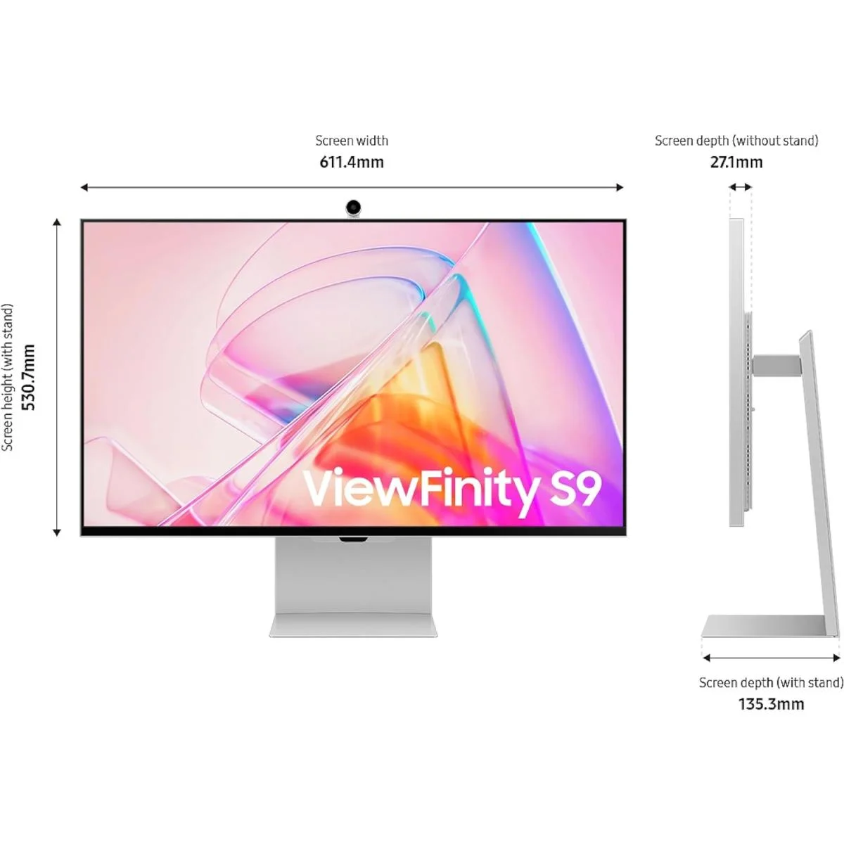 Samsung ViewFinity S9 (S90PC) 27-Inch 5K IPS Smart Monitor, 60Hz, 5ms, Light Gray - Thumbnail 4