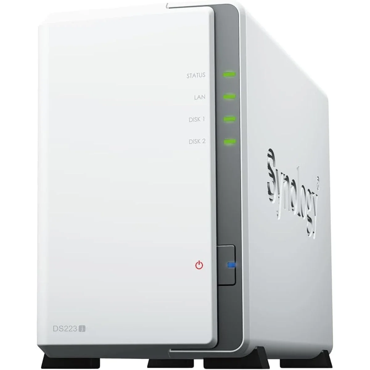 جهاز تخزين شبكي Synology DiskStation DS223j بدون اقراص بفتحتين مع معالج Realtek RTD1619B رباعي نواه وذاكره 1GB DDR4