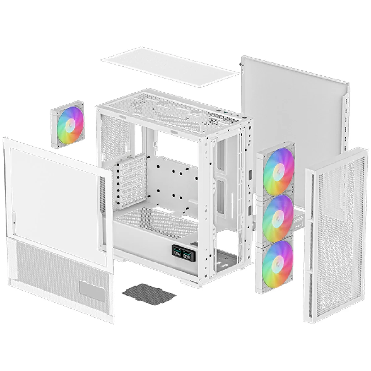 هيكل كمبيوتر DeepCool CH560 Digital ميد تاور بتدفق هواء عالٍ مع 3×140mm + 1×120mm مراوح ARGB وشاشة عرض ثنائية الحالة - أبيض - Image 2