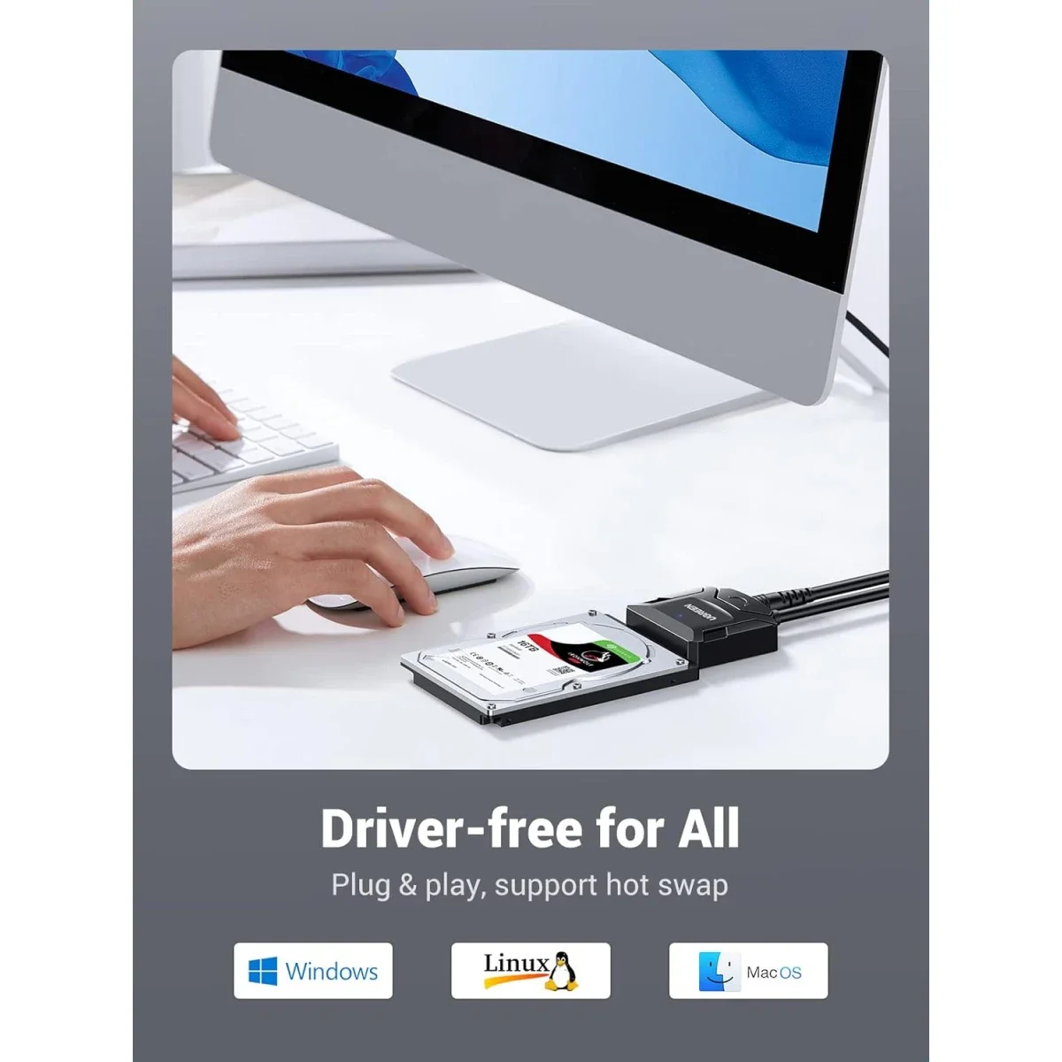 Ugreen 20611 USB 3.0 to SATA Converter Cable for 2.5/3.5-Inch HDD & SSD with EU Power Adapter - Thumbnail 6
