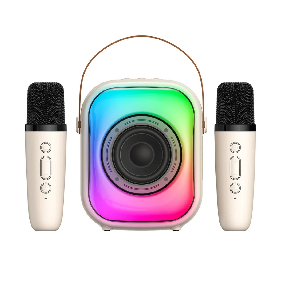 ONIKUMA L7 RGB Bluetooth Karaoke Speaker with 2 Microphones - Beige - Image 4
