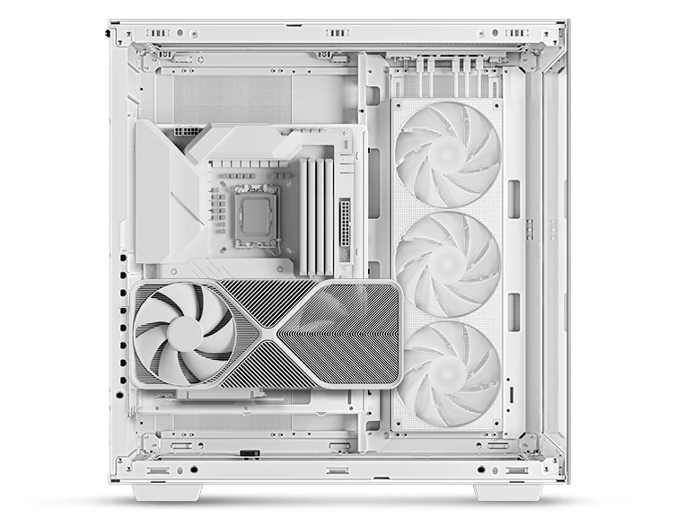 DeepCool CH780 Panoramic Dual-Chamber Full Tower Case with Vertical GPU Mount, Gen 4 Riser Cable, 3x 140mm ARGB Fans - White - Image 9