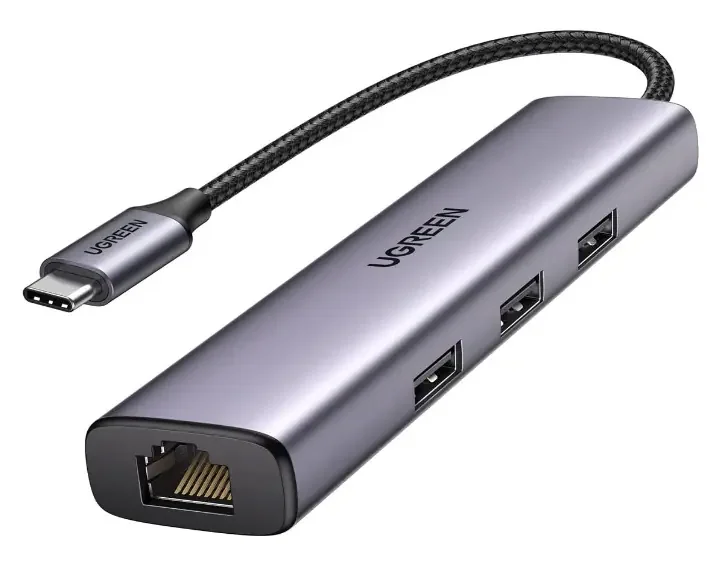 Ugreen 60600 USB-C to RJ45 Gigabit Ethernet Adapter with 3 USB-A 3.0 Ports