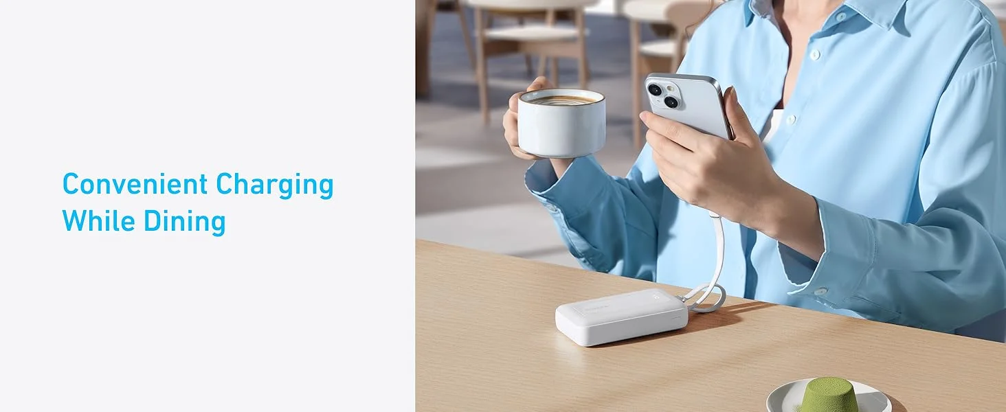 Anker Zolo 10000mAh 30W Power Bank with Built-in USB-C & Lightning Cables - White - Thumbnail 8