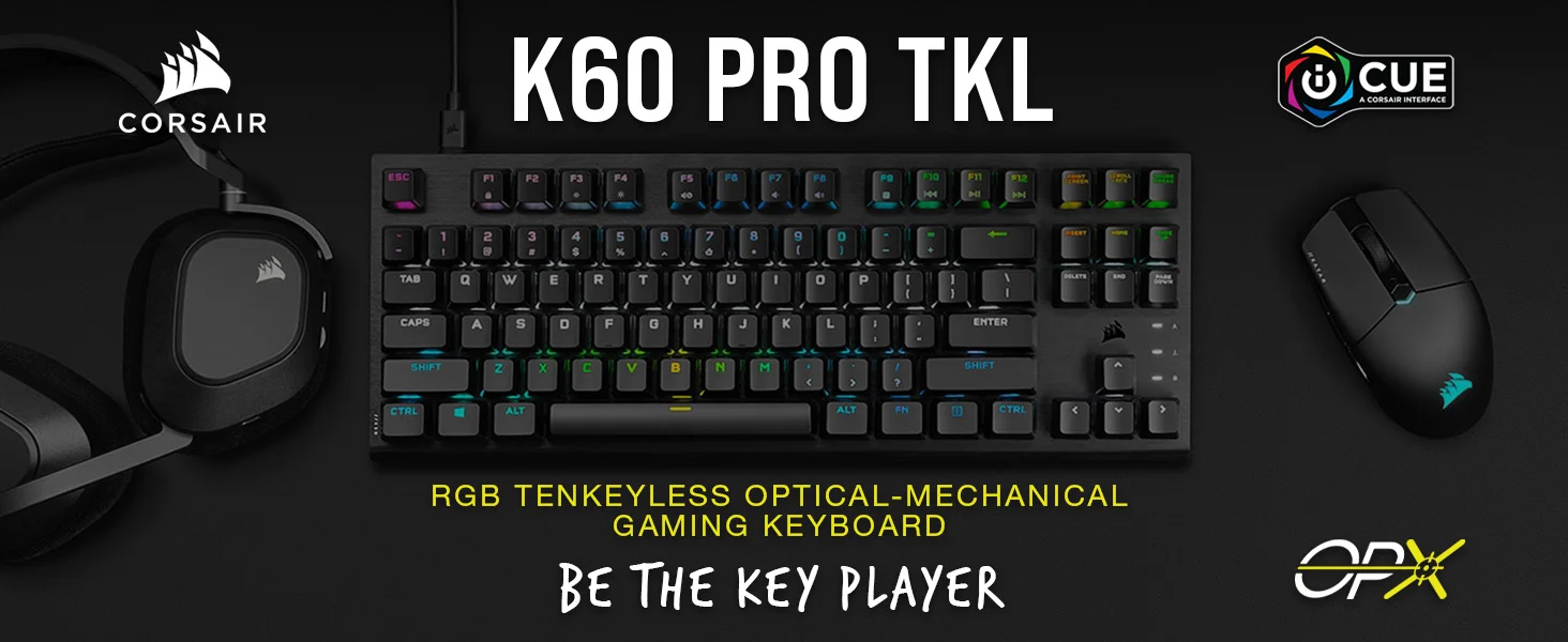كيبورد ألعاب Corsair K60 PRO TKL RGB بدون لوحة أرقام بسويتشات OPX بصرية ميكانيكية – CH-911D01A-NA - Image 7