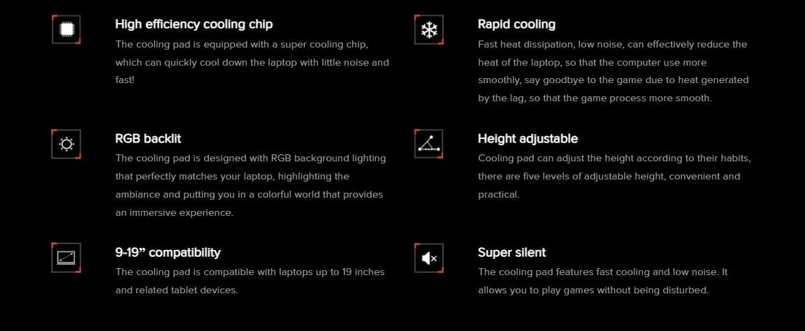 Meetion CP5050 Gaming Laptop Cooling Pad with Customizable RGB Lighting and Fan Speed - Image 9
