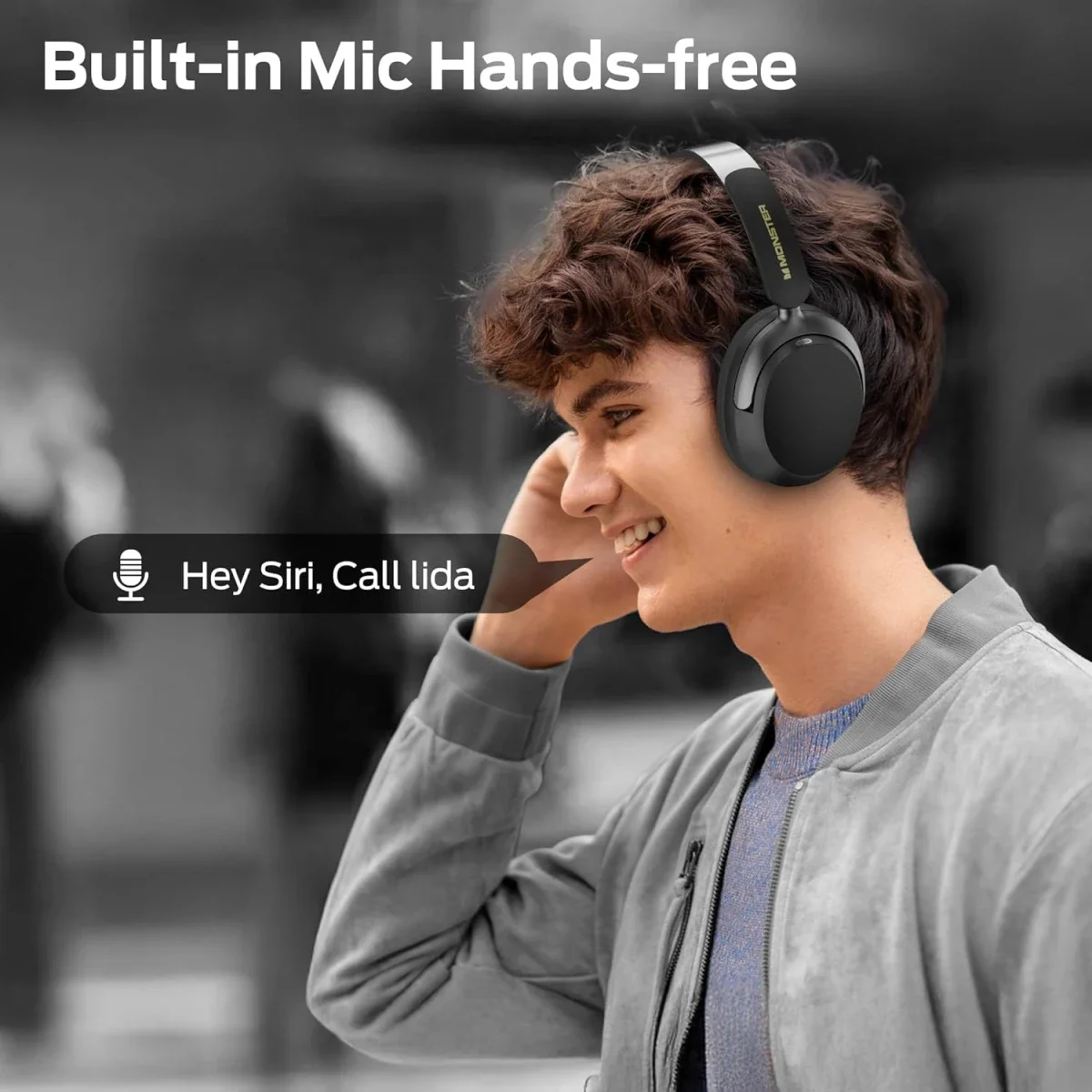 Monster Persona 3rd ANC Wireless Over-Ear Headphones with Mic, 70-Hour Playtime, Black - Thumbnail 5