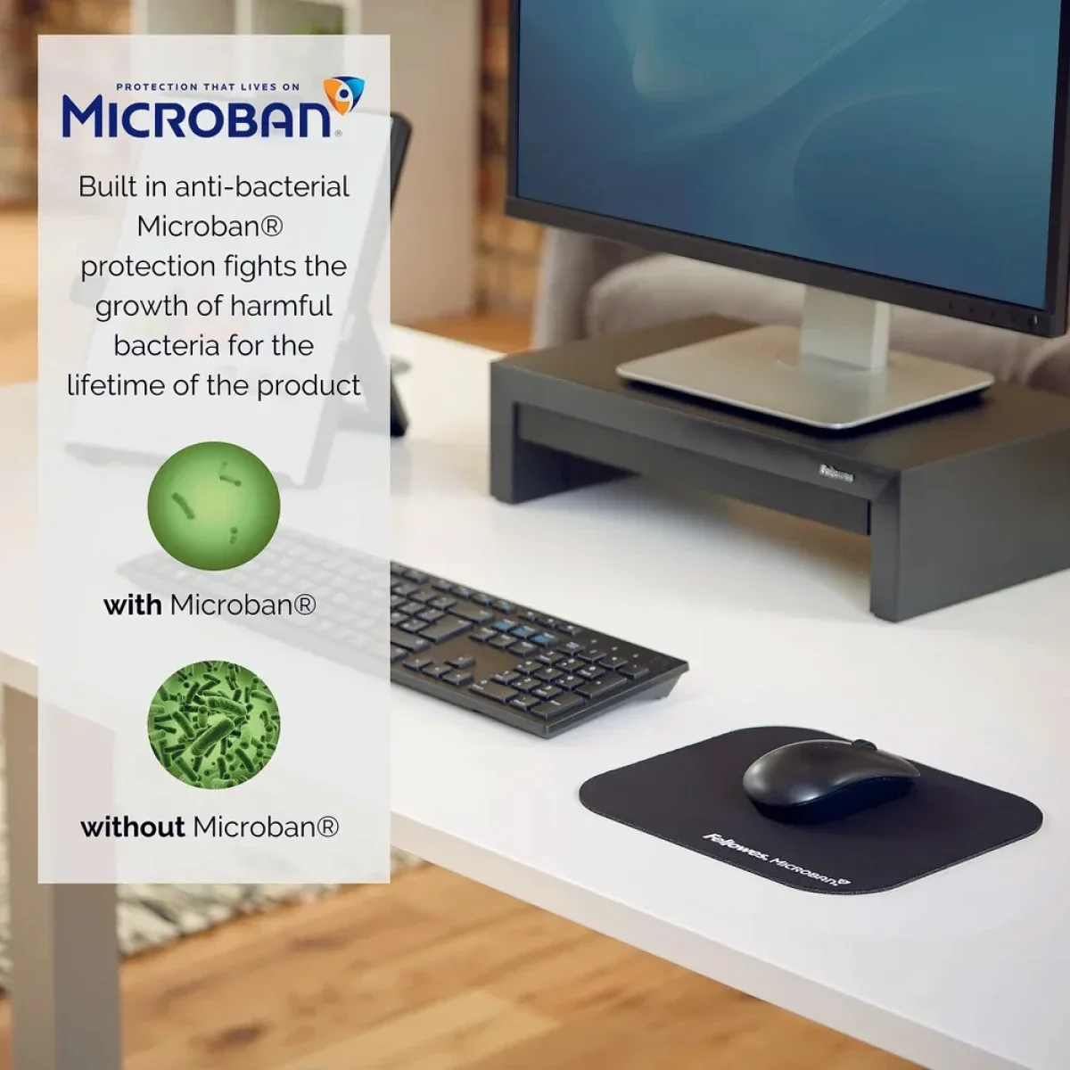 لوحة ماوس Fellowes 5933905 Microban مضادة للبكتيريا - أسود - Thumbnail 3