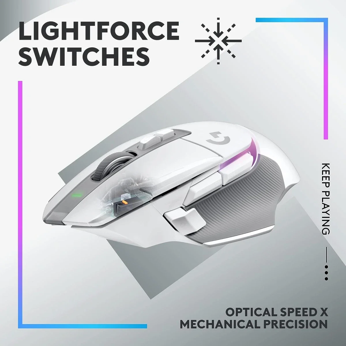 ماوس ألعاب Logitech G502 X PLUS لاسلكي LIGHTSPEED بمستشعر HERO 25K، أبيض - Thumbnail 3