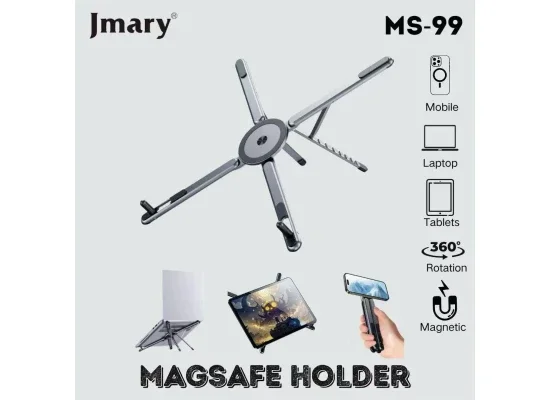 حامل Jmary 3 في 1 قابل للتعديل ومغناطيسي من الألمنيوم للابتوب والتابلت والموبايل - رمادي فضائي - Image 4