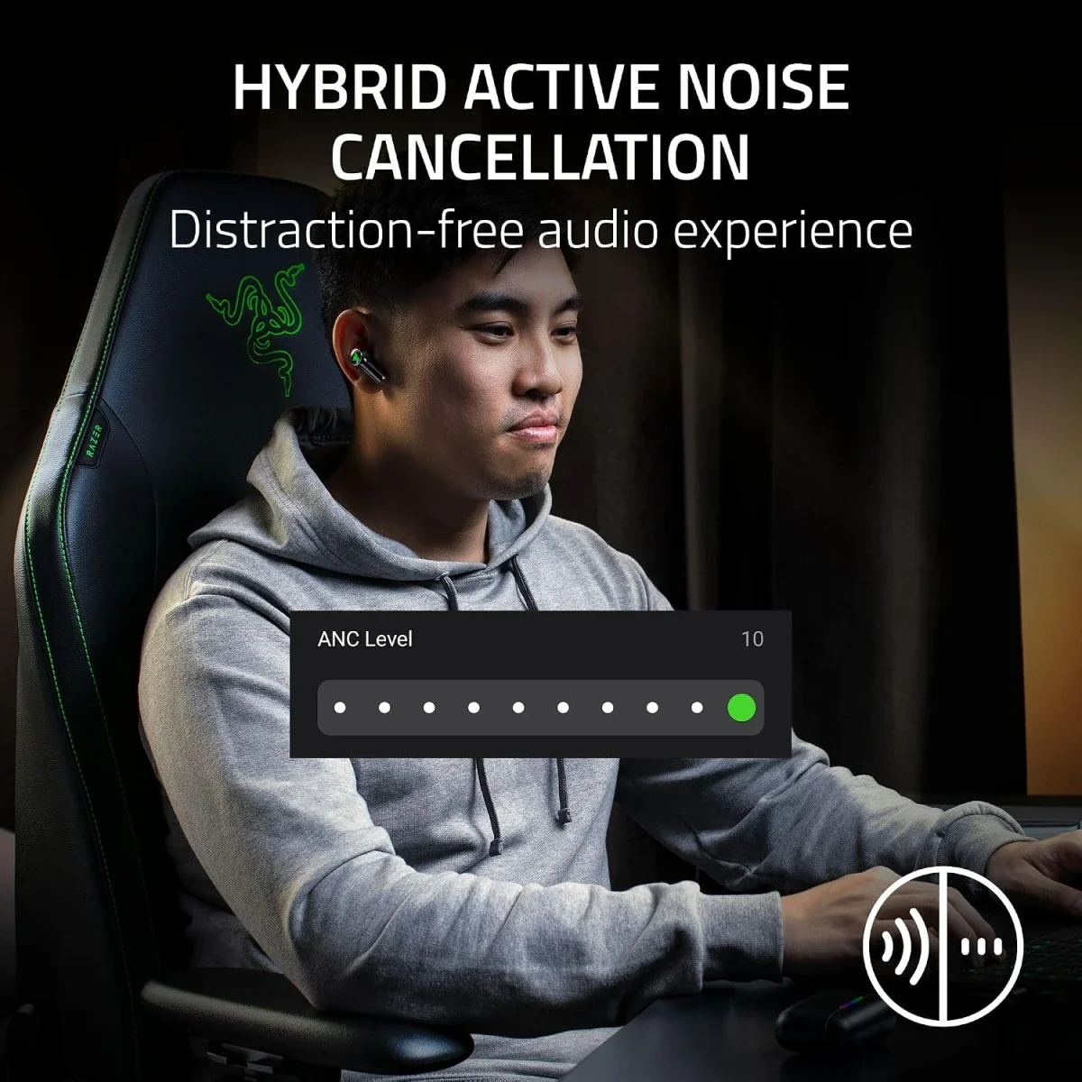 Razer Hammerhead V3 HyperSpeed Wireless ANC Gaming Earbuds, 2.4GHz & Bluetooth 6.0, Up to 40 Hr Battery, THX Spatial Audio, for Smartphones, PC, Laptop, Tablet, PS5 & Steam Deck – Black - Thumbnail 3