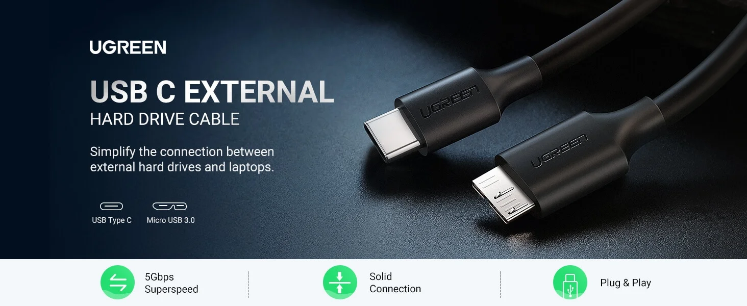 Ugreen 20103 USB-C to Micro-B 3.0 Cable - Thumbnail 2