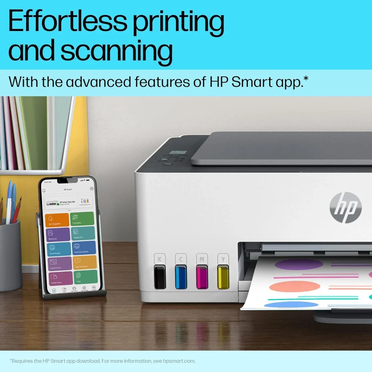 طابعة HP Smart Tank 580 متعددة الوظائف بخزان حبر لاسلكية ملونة - Image 3