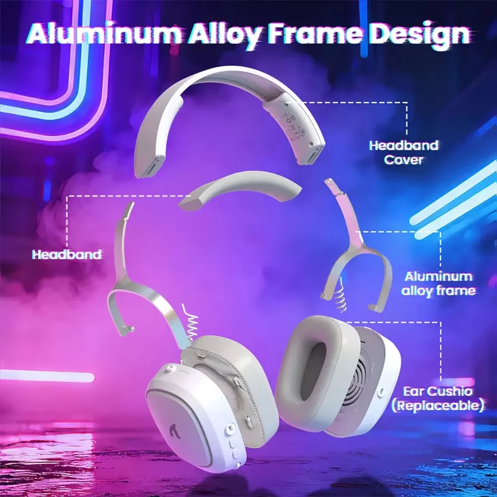 ATTACK SHARK G800 Wireless Gaming Headset - White - Thumbnail 2