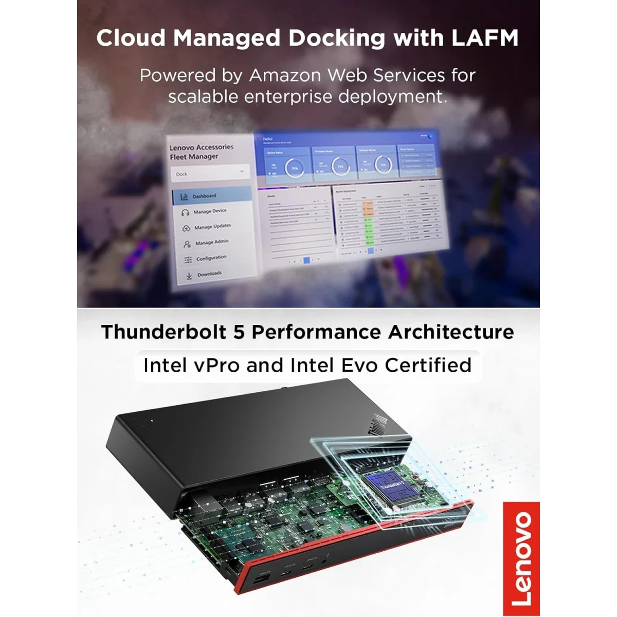 محطة إرساء Lenovo ThinkPad Thunderbolt 5 Smart Dock 7500 بسرعة 120Gbps وقدرة 180W أسود - Image 8