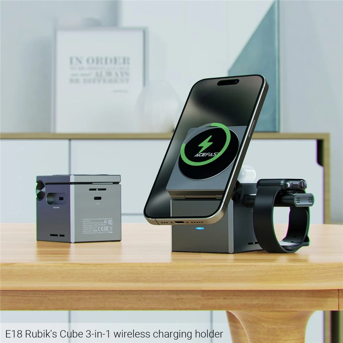 ACEFAST E18 3-in-1 Desktop Wireless Charging Station for Phone, Smartwatch & Earbuds - Thumbnail 7