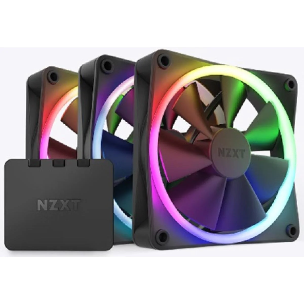 طقم مراوح كيس NZXT RGB Duo 120 مم PWM ثلاثي مع وحدة تحكم - أسود F120