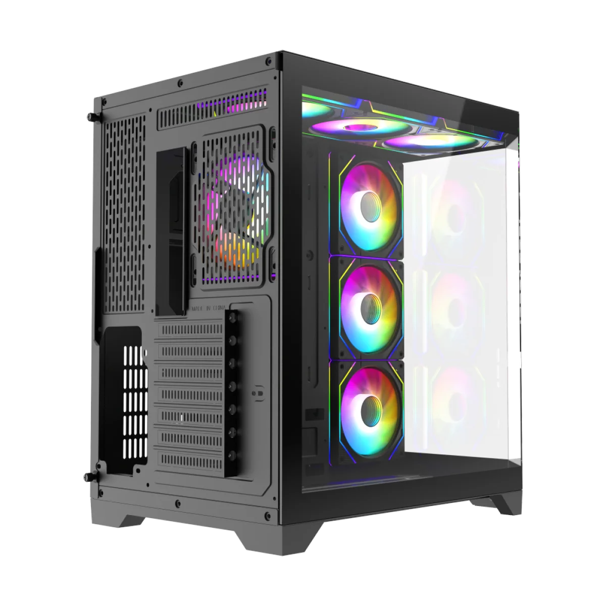 كيس كمبيوتر GameMax Hype-A أسود ATX للألعاب بزجاج مقسى مزدوج وهب ARGB ومراوح مركبة مسبقاً - Image 4