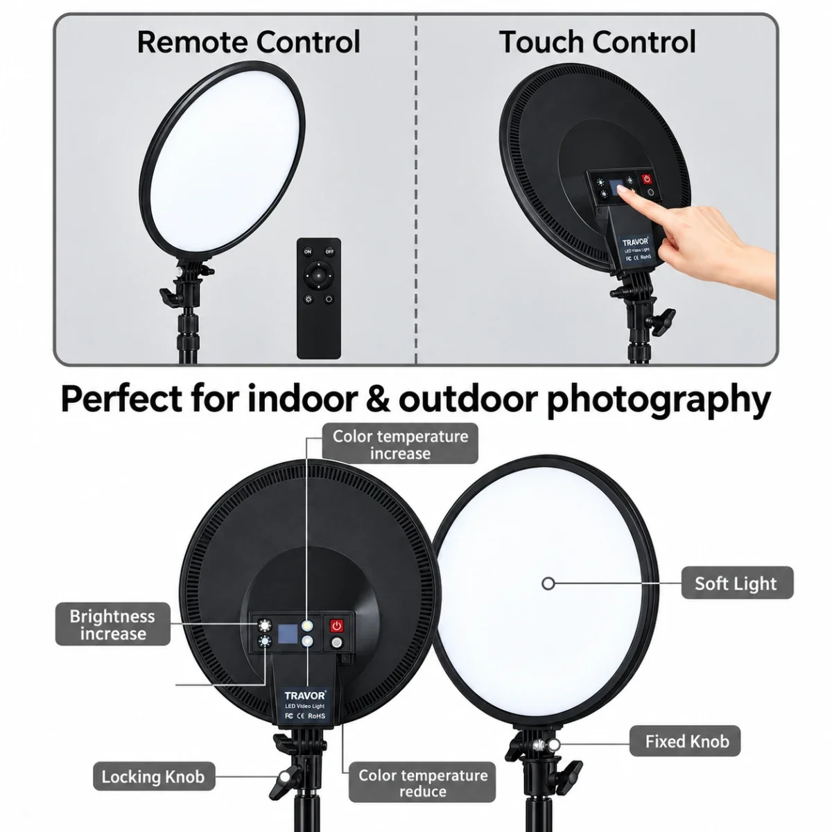 Jmary FM-15RS 15-Inch 40W LED Video Panel Light with Touch & Remote Control - Image 6