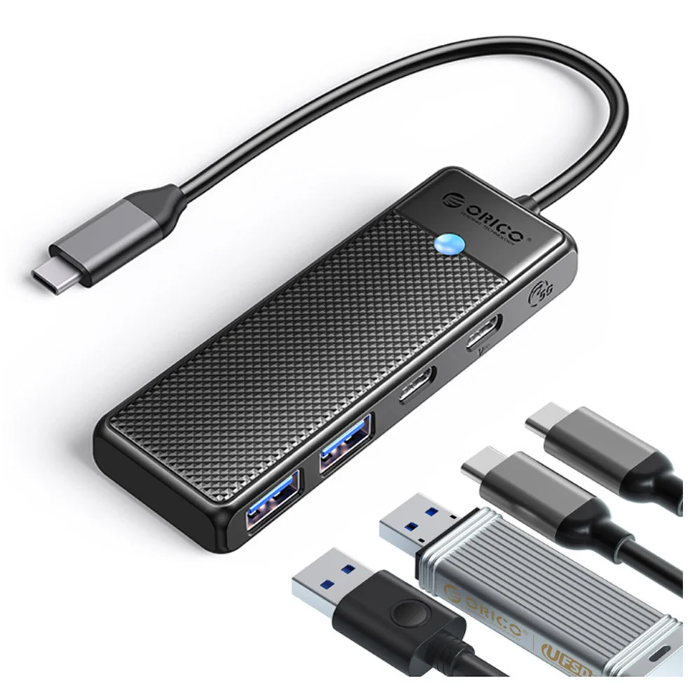 موزع USB-C ORICO PAPW2AC-C3 سلسلة PW مع USB 3.0 وPD بقدرة 100W، أسود - Image 2