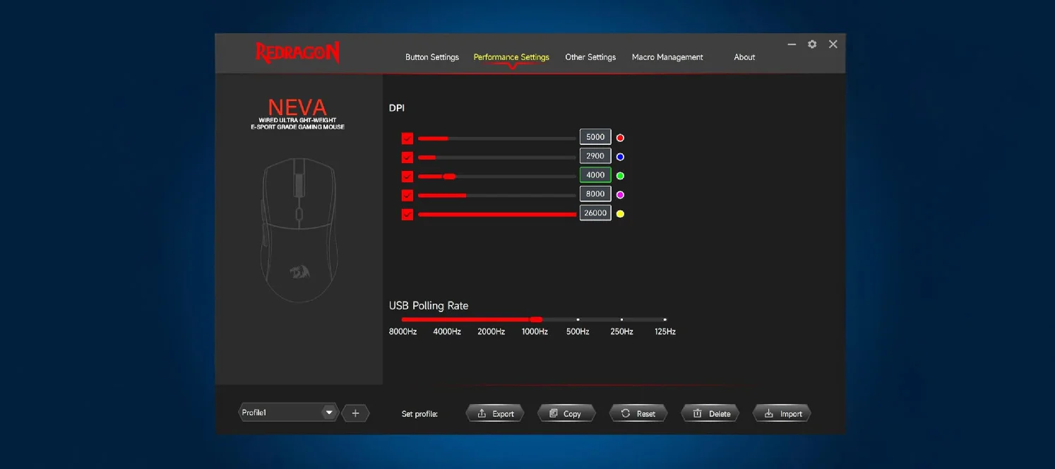 ماوس ألعاب Redragon M815 NEVA خفيف الوزن 44 جم، 8KHz، 26000 DPI، أسود - Thumbnail 15
