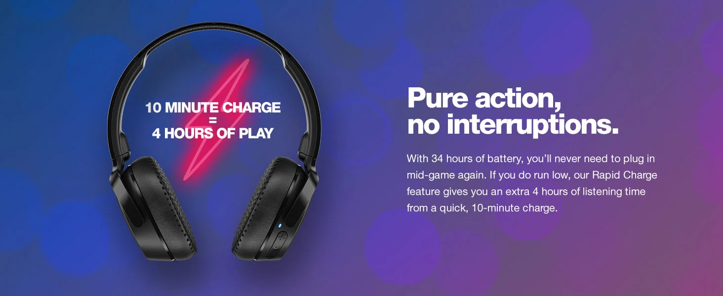 Skullcandy Riff 2 Wireless On-Ear Bluetooth Headphones, 34-Hour Battery, True Black - Thumbnail 12