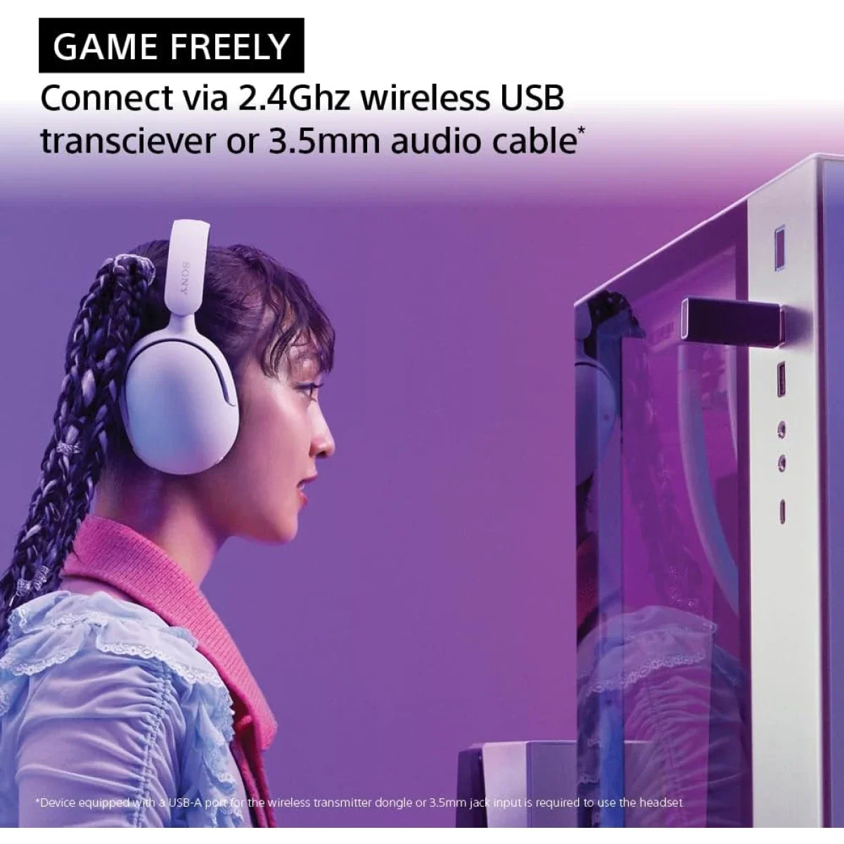 Sony INZONE H5 Wireless Gaming Headset with 360 Spatial Sound, 28-Hour Battery - White - Thumbnail 3