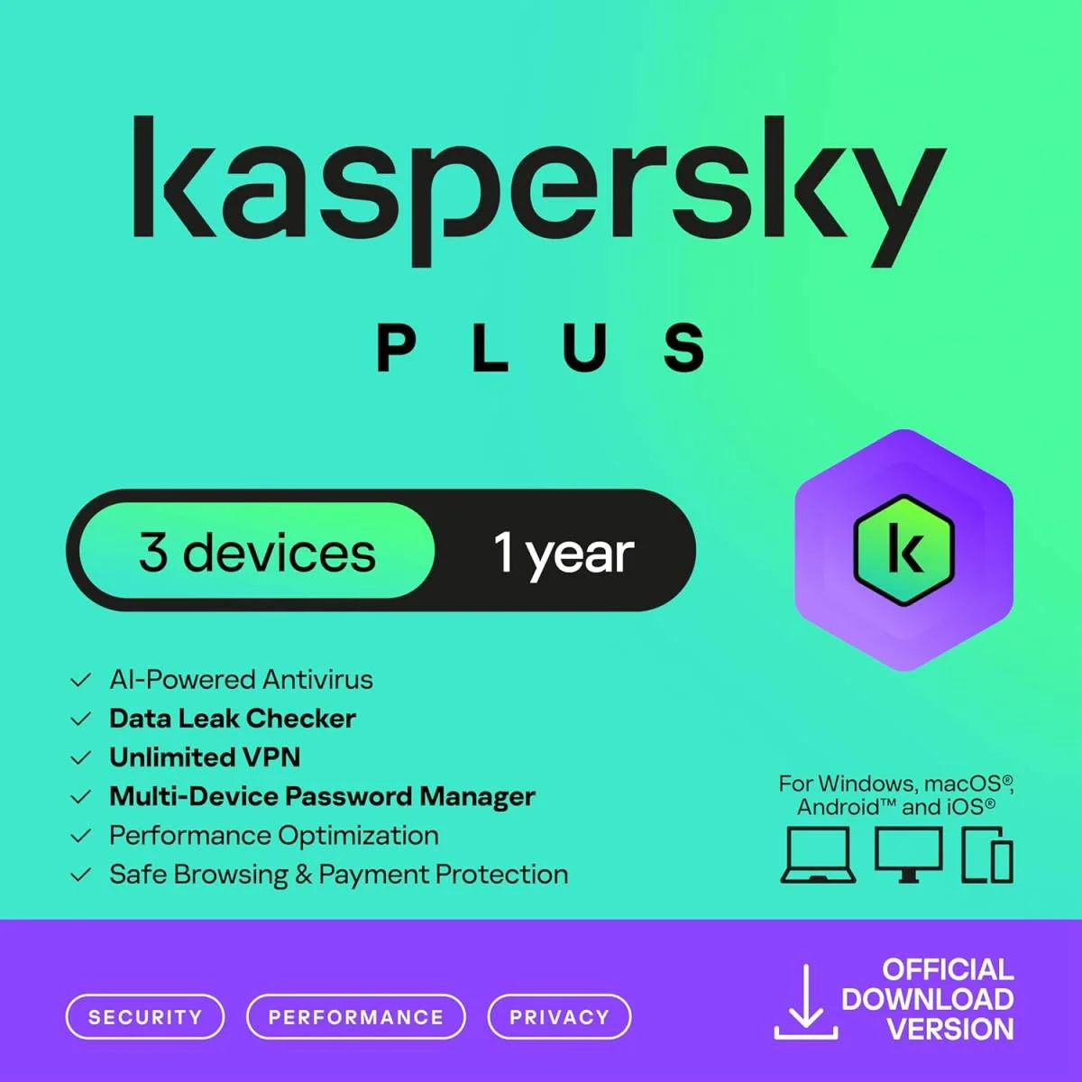 برنامج حماية Kaspersky Plus Internet Security لـ 3 أجهزة لمدة سنة