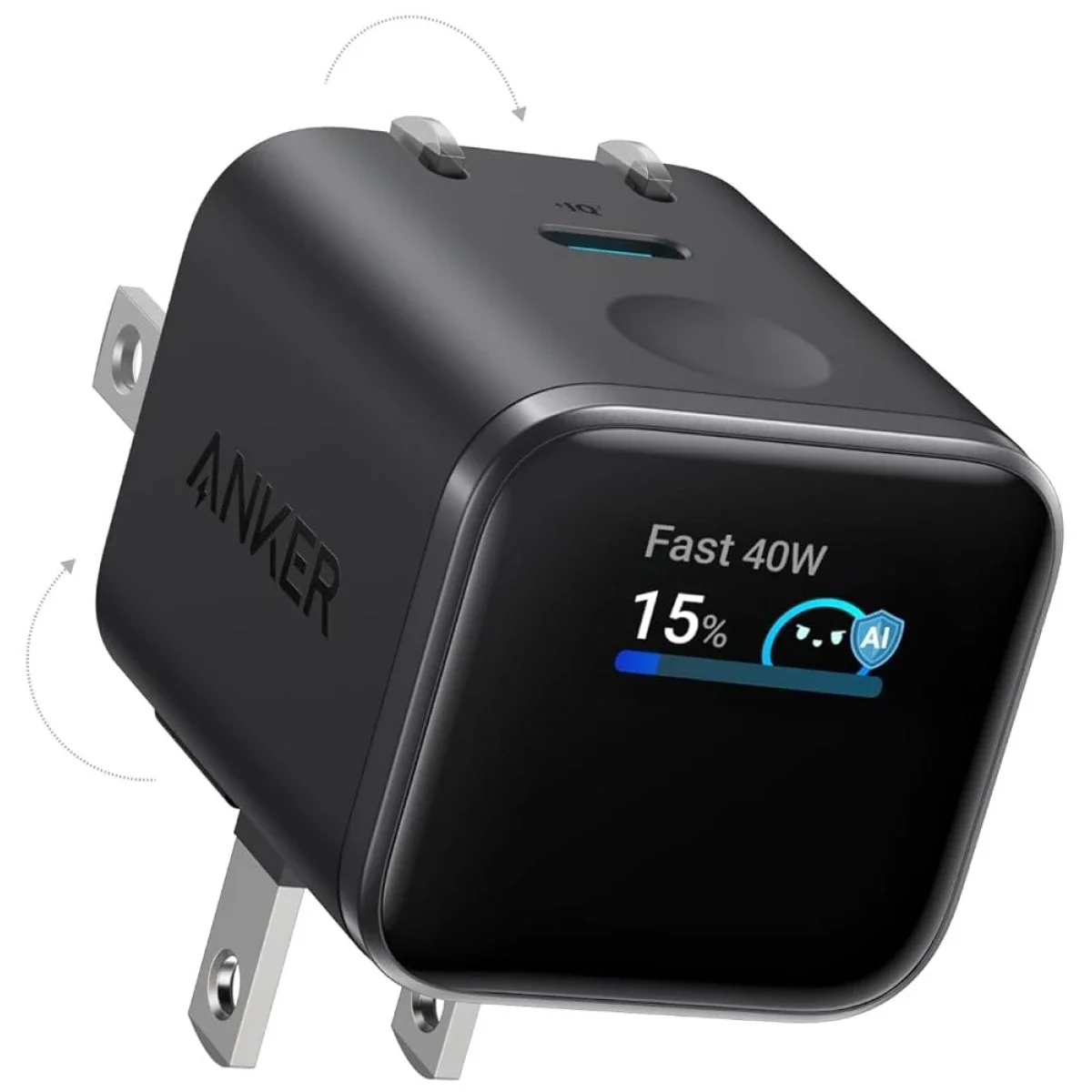 Anker A121D Nano 45W GaN USB-C Smart Display Wall Charger - Black - Image 2